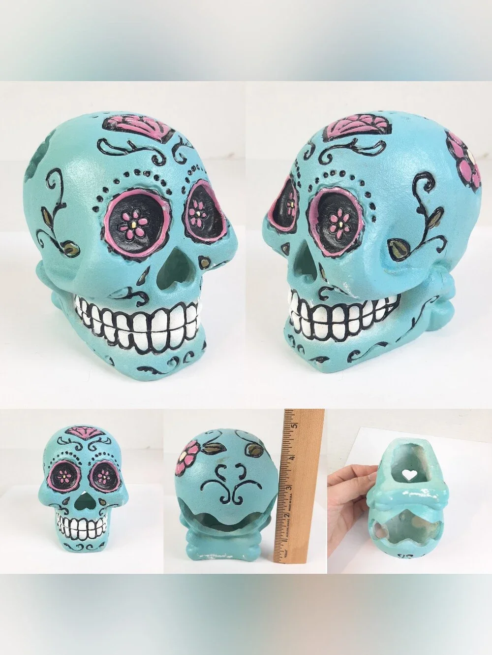 Sugar Skull AquariumDecoration- showing all sides
